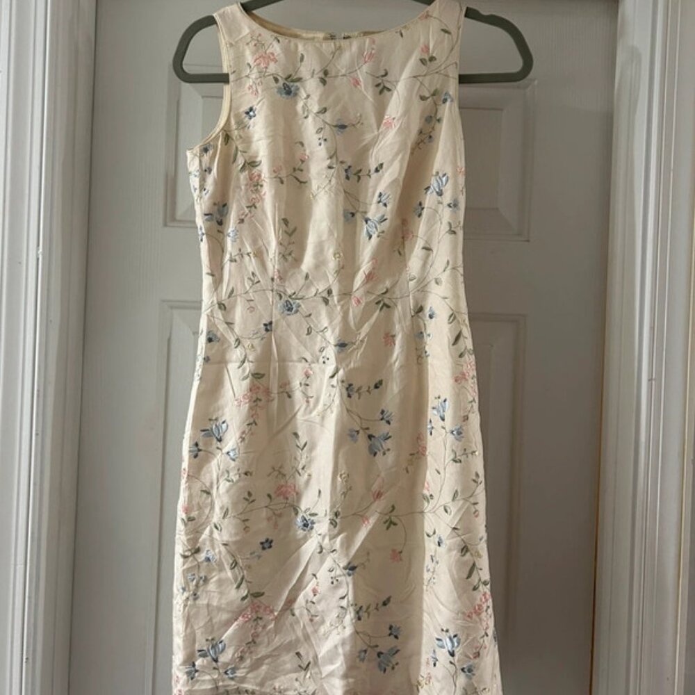 Ann Taylor Embroidered Satin Dress